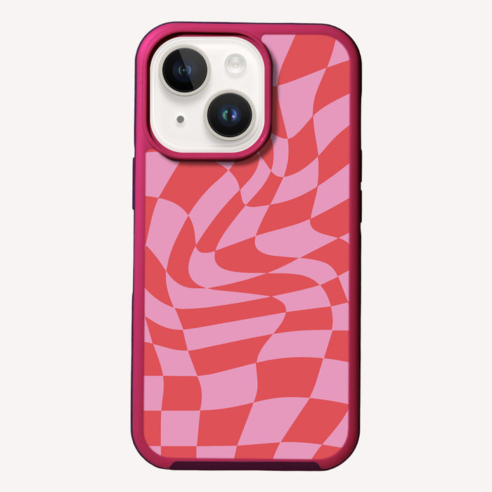 Checkerboard Swirl Pink by Henvy