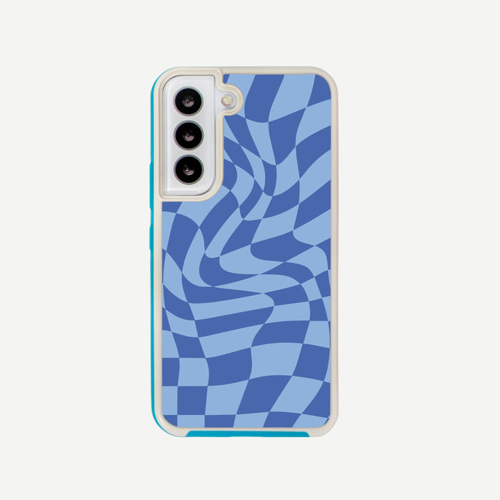 Checkerboard Swirl Blue by Henvy