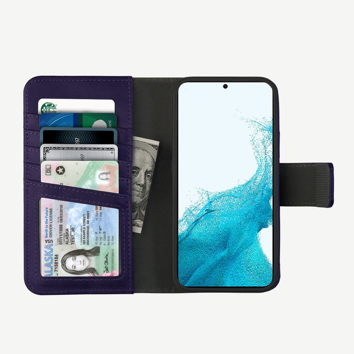 Samsung Galaxy S22 Ultra Wallet Case - 5th Ave - Purple - Cards & Cash