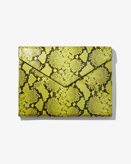 Sonix PU FAUX Leather, Printed Snakeskin, 15-inch Laptop Clutch Sleeve, Green Python